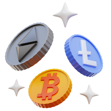 Crypto Coins  3D Illustration