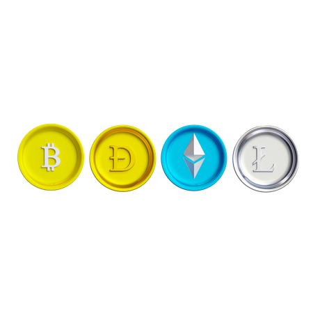 Crypto Coins  3D Icon