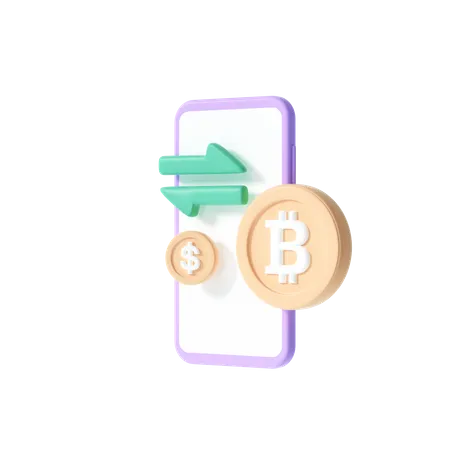 Échange de crypto-monnaie  3D Illustration