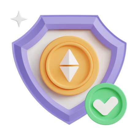 Crypto Ethereum secure shield  3D Icon