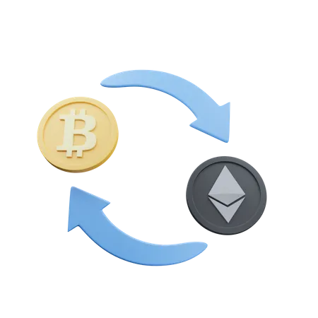 Bitcoin To Etherium Conversion Icon 3D Icon