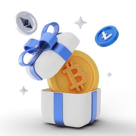 Crypto Gift Box  3D Illustration