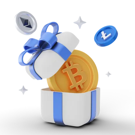 Crypto Gift Box 3D Illustration