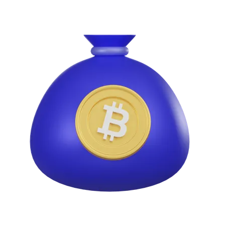 A Vivid 3 D Illustration Of A Blue Money Bag With A Bitcoin Logo Representing A Cryptocurrency Investment Fund Concept 3D Icon