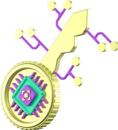 Crypto Key  3D Icon