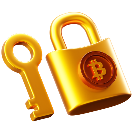 Crypto Key and Lock  3D Icon