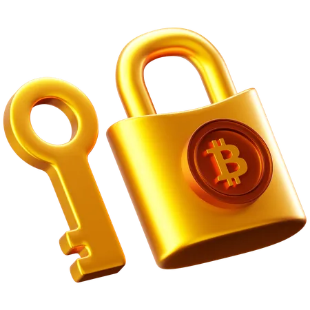 Crypto Key and Lock  3D Icon