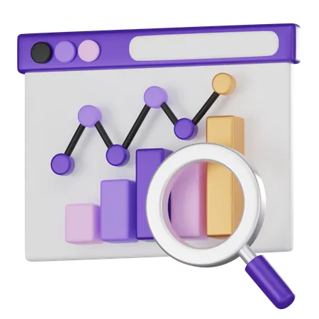 Magnifying Glass Bar Graph Ideal For Business Strategy And Data Analytics 3 D Render 3D Icon