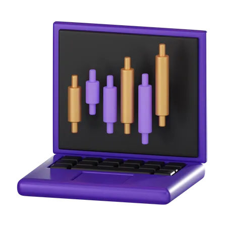 Cryptocurrency Trading On A Sleek Laptop Perfect For Illustrating Modern Financial Concepts 3 D Render Illustration 3D Icon