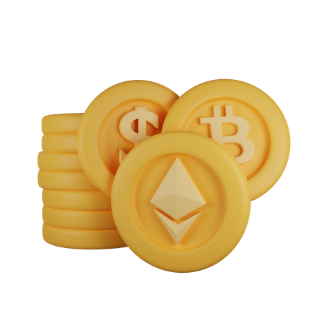 Pièce de crypto-monnaie  3D Illustration