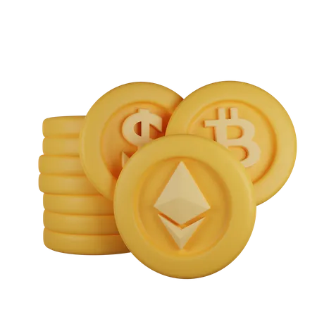 Pièce de crypto-monnaie  3D Illustration