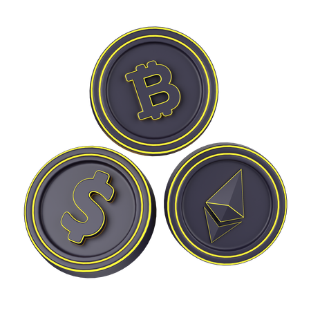 Pièces cryptographiques  3D Icon