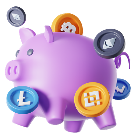 Crypto Piggy Bank  3D Icon