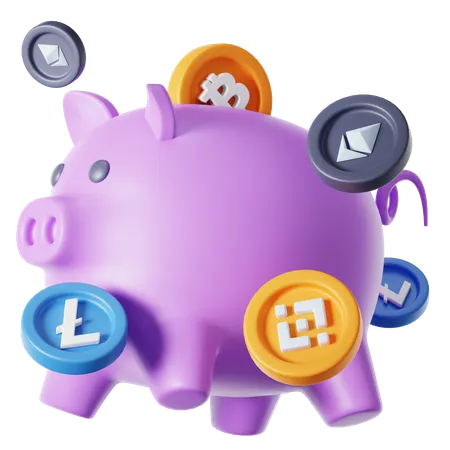 Crypto Piggy Bank  3D Icon