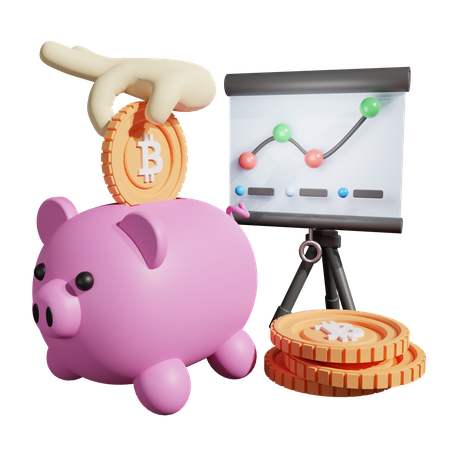 Crypto Piggy Bank Analysis  3D Illustration