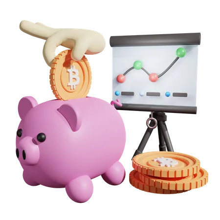 Crypto Piggy Bank Analysis  3D Illustration