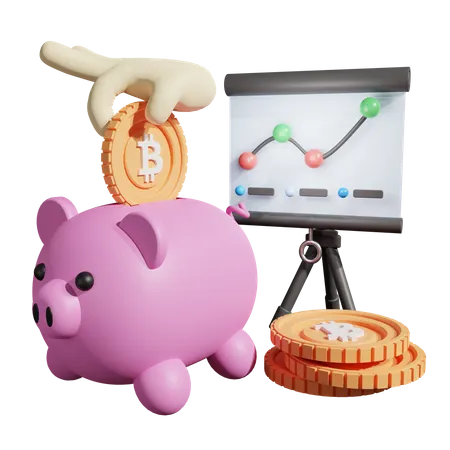 Crypto Piggy Bank Analysis 3D Illustration