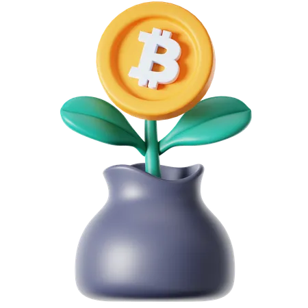 Bitcoin Crypto Plant 3 D Icon 3D Icon