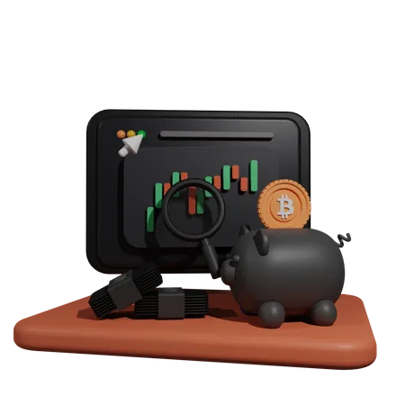 Crypto Stock Market 3D Illustration