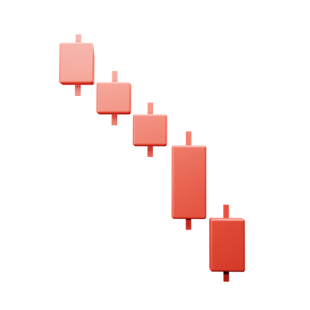 Crypto Stocks Bougies rouges vers le bas  3D Illustration