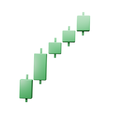 Crypto Stocks Green Candles up 3D Illustration