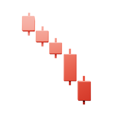Crypto Stocks Red Candles Down 3D Illustration