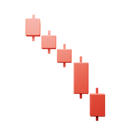 Crypto Stocks Red Candles Down  3D Illustration