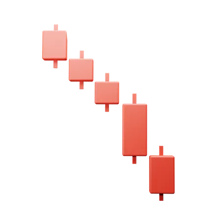 Crypto Stocks Velas Vermelhas Abaixadas  3D Illustration