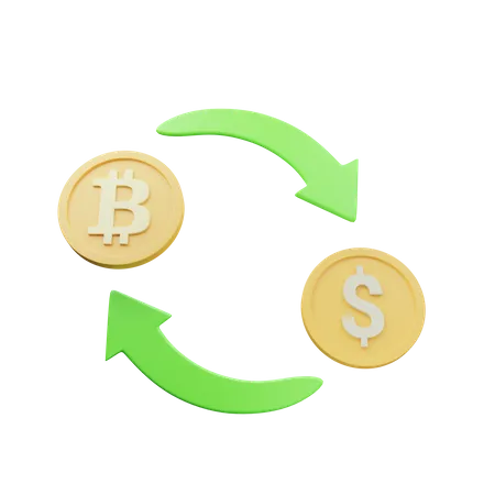 Cryptocurrency Swap Bitcoin 3D Icon