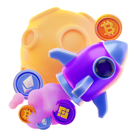 Crypto to the Moon  3D Icon