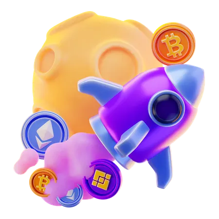 Crypto to the Moon  3D Icon