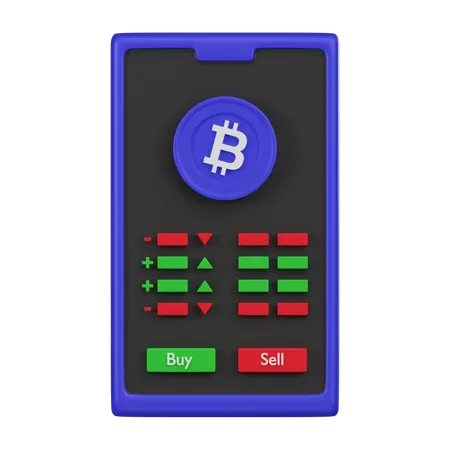 A 3 D Image Of A Mobile Crypto Trading Platform Displaying Bitcoin With Buy And Sell Buttons Indicating A User Friendly Trading Interface 3D Icon