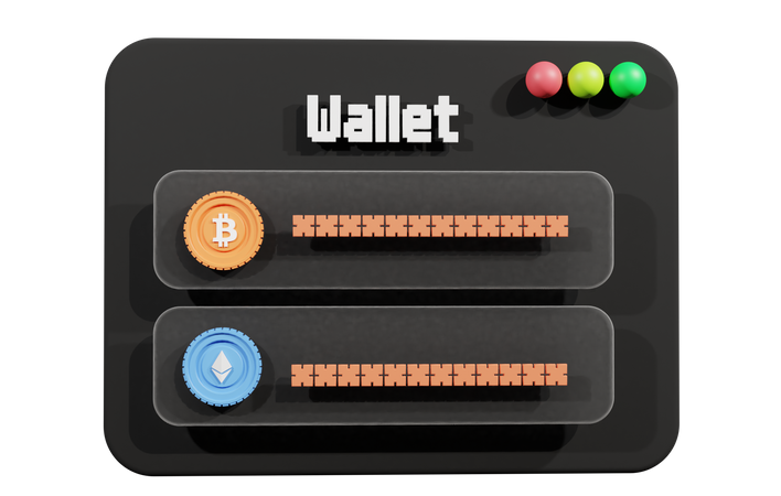 Crypto Wallet With Bitcoin And Ethereum  3D Illustration