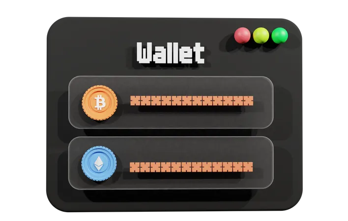 Crypto Wallet With Bitcoin And Ethereum 3D Illustration