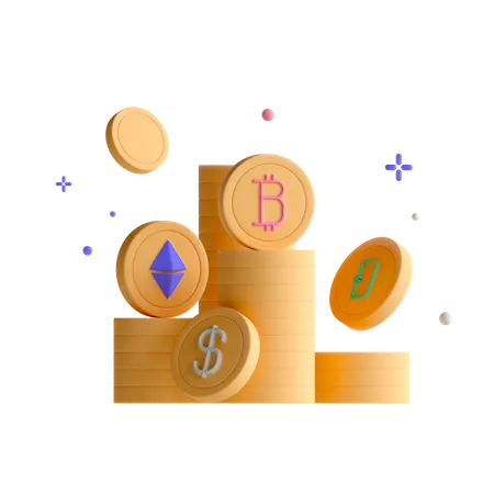 Cryptocurrency  3D Illustration