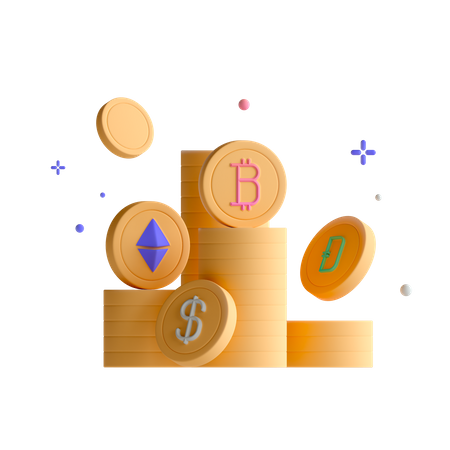 Cryptocurrency  3D Illustration