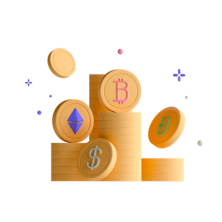 Cryptocurrency 3D Illustration