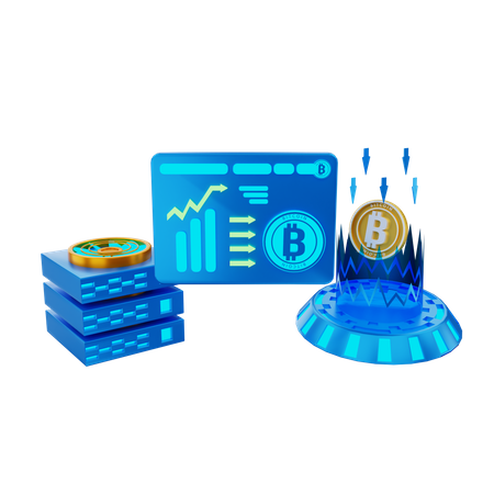 Cryptocurrency Analysis 3D Illustration