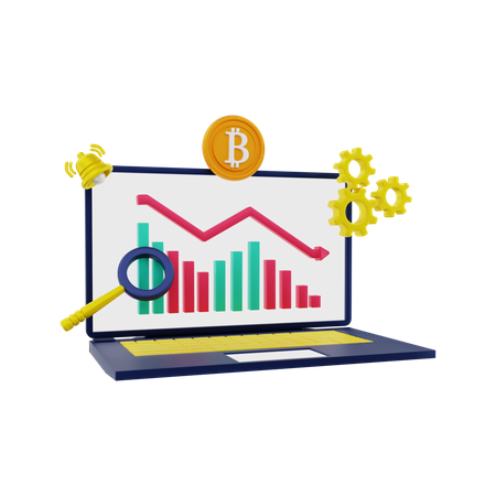 Cryptocurrency analysis 3D Illustration