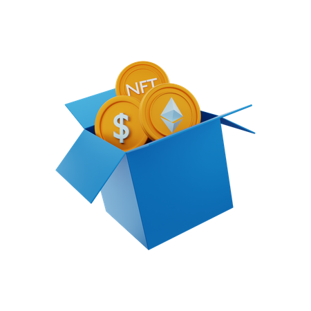 Cryptocurrency box  3D Illustration