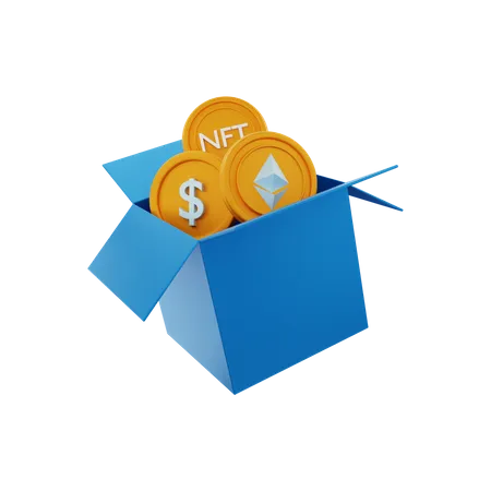 Cryptocurrency box  3D Illustration