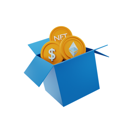 Cryptocurrency box 3D Illustration