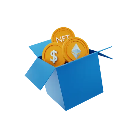 Cryptocurrency box 3D Illustration