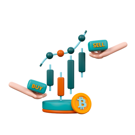 Cryptocurrency Candlestick Chart  3D Icon