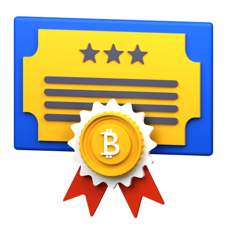 Cryptocurrency Certificate  3D Icon