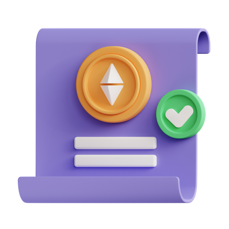 Cryptocurrency certificate  3D Icon