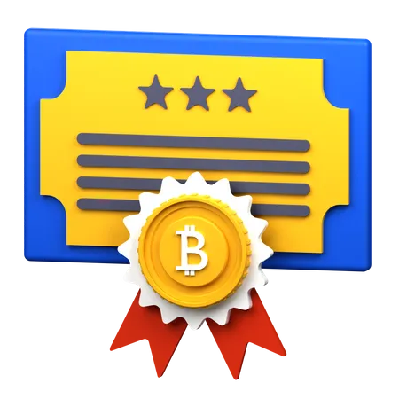 Cryptocurrency Certificate  3D Icon