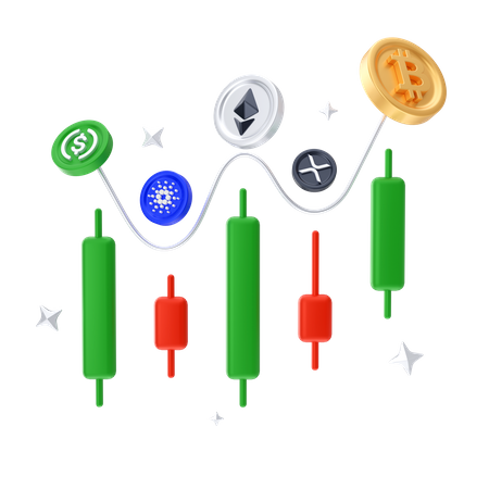 Cryptocurrency Chart  3D Illustration