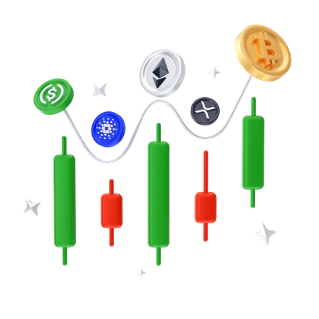 Cryptocurrency Chart  3D Illustration