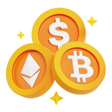 Cryptocurrency Coins  3D Icon